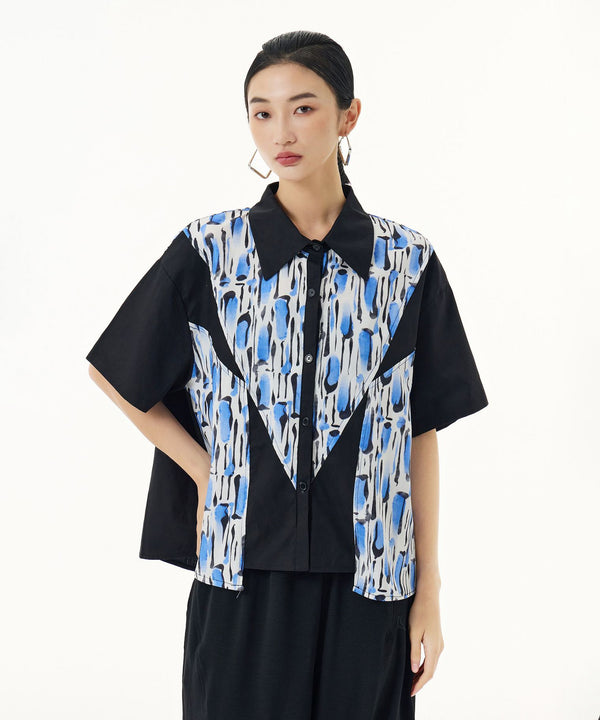 Blue Graphic Blouse